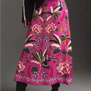 FARM Rio Vibrant Pink Maxi Skirt with Floral Design